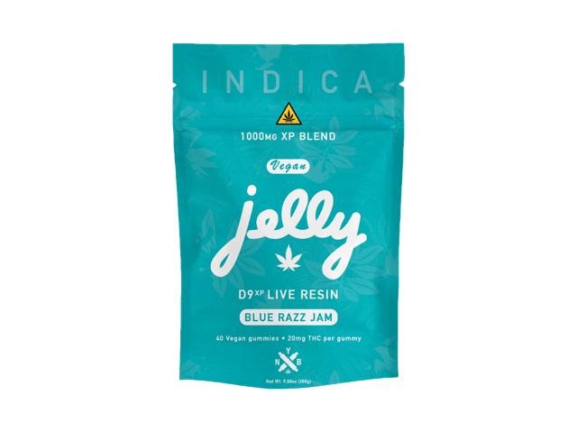 JELLY D9XP LIVE RESIN 1000MG (40 GUMMIES) - BLUE RAZZ JAM (INDICA)
