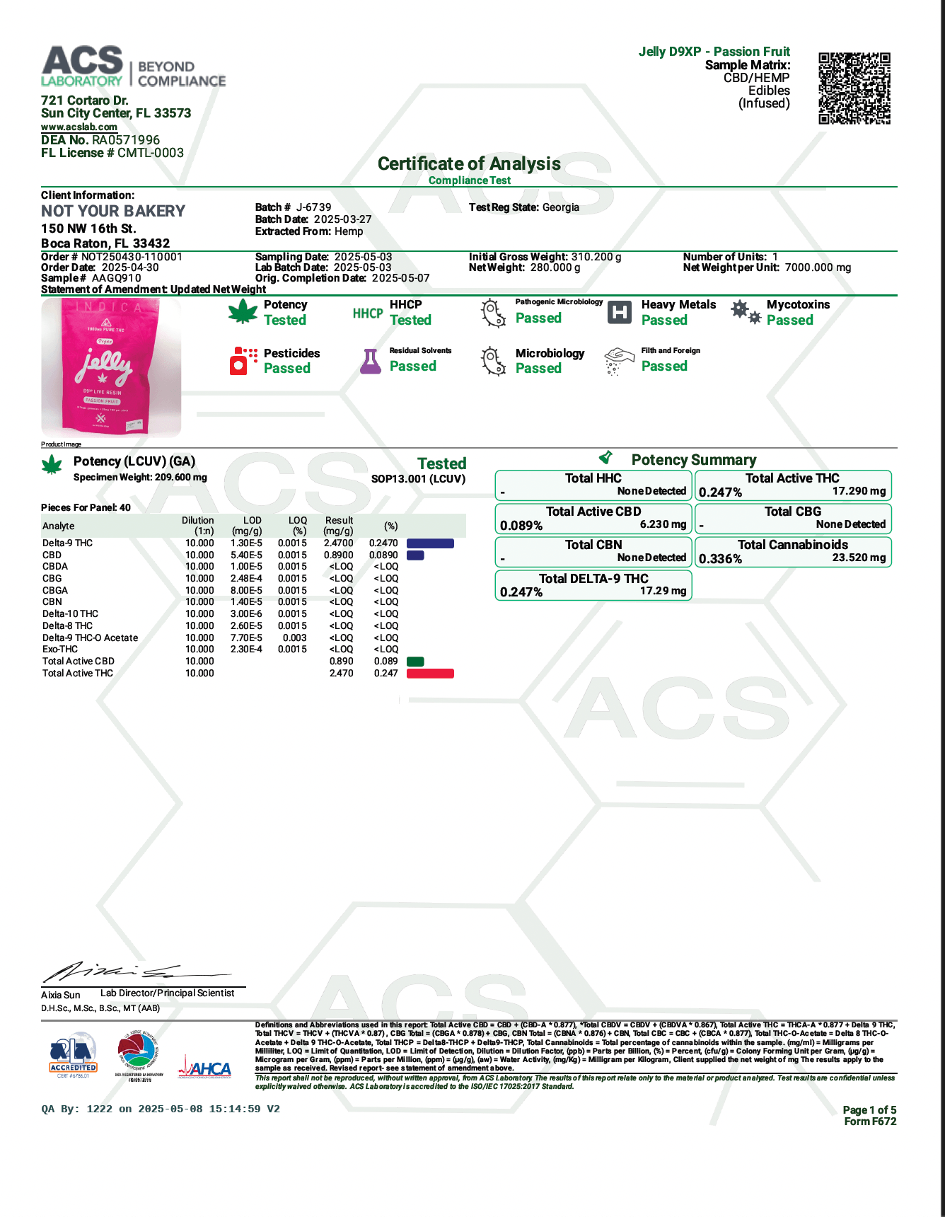 Passion Fruit - JELLY D9XP Live Resin 1000MG / 40CT / 20MG PER PC