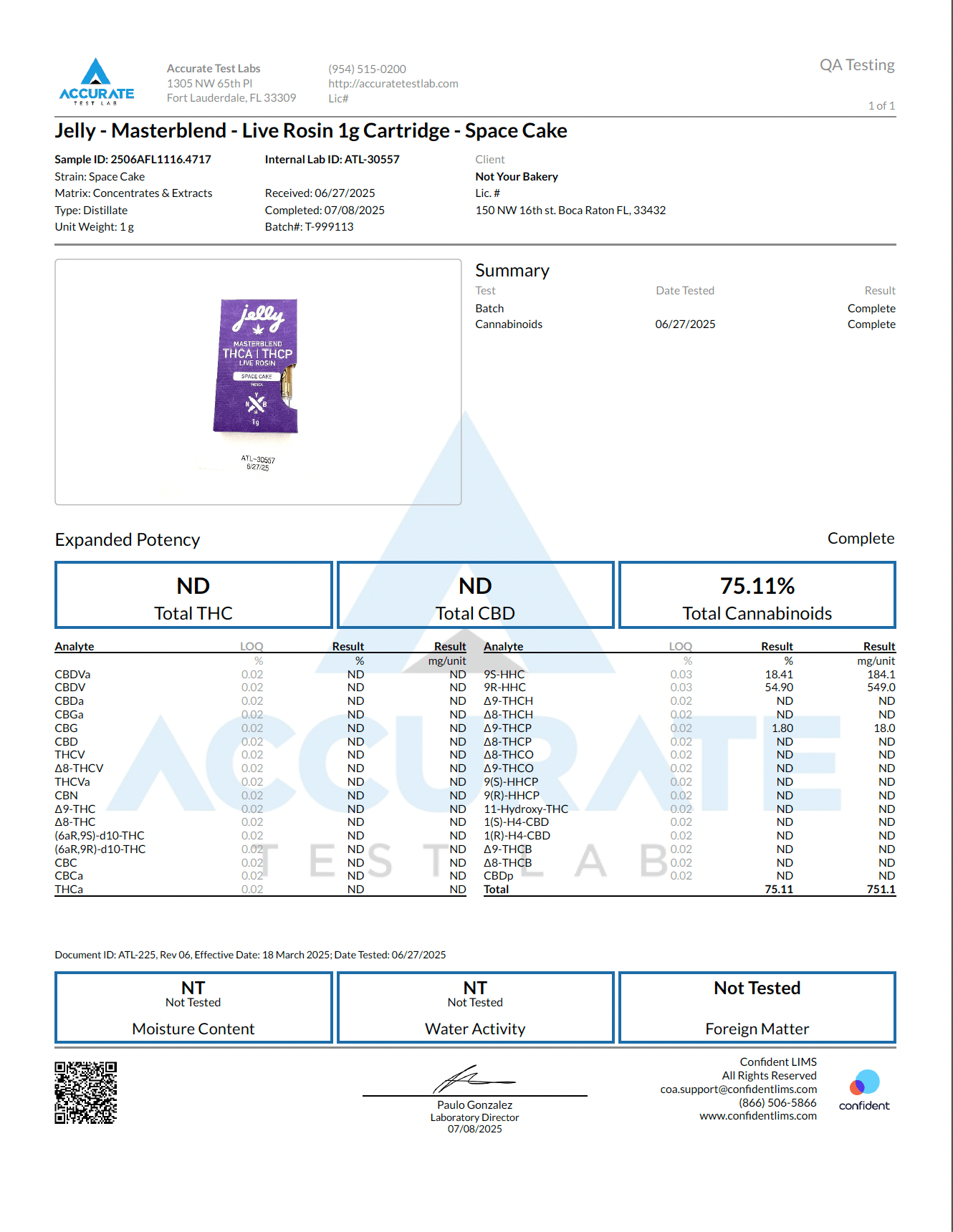 Not Your Bakery JELLY 510 Thread Cartridge (Space Cake, 1g)